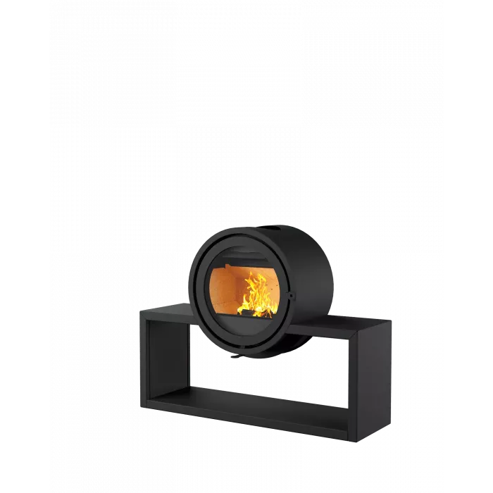 ASTOV D 600 на подиуме, стальная печь-камин, 5 кВт