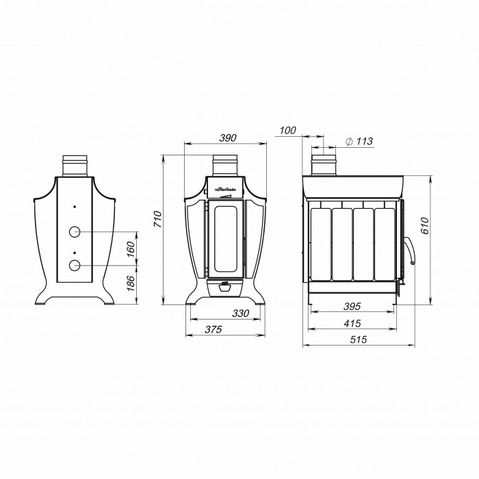 ЕРМАК Stroker 100-G AQUA, печь отопительная