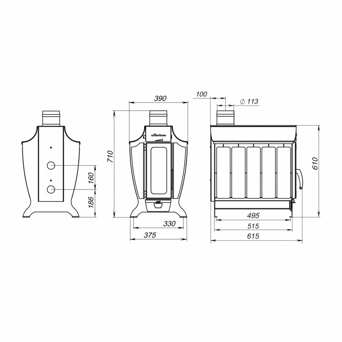 ЕРМАК Stroker 170-G AQUA, печь отопительная