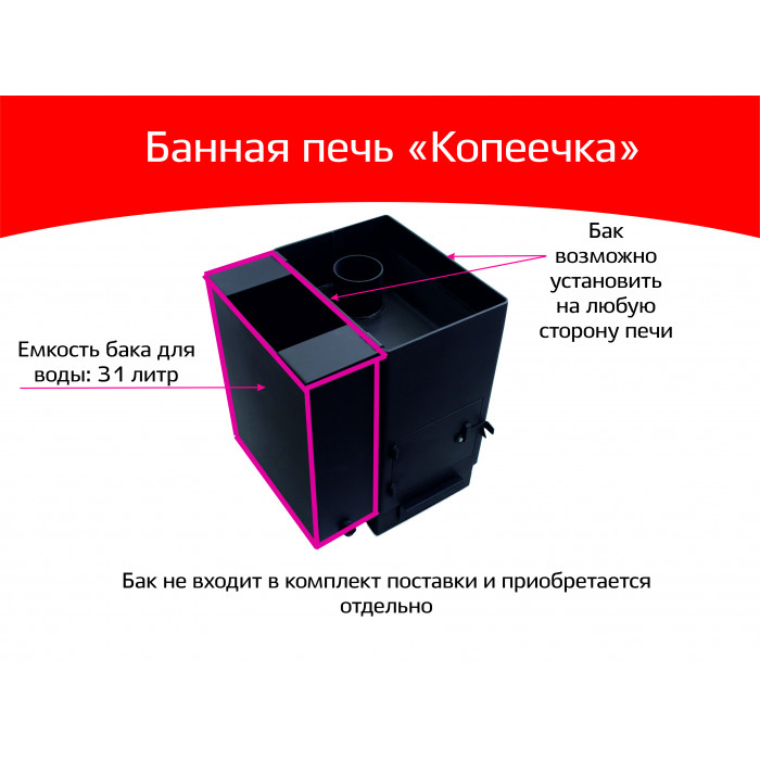 НМК КОПЕЕЧКА, стальная банная печь, 15 кВт