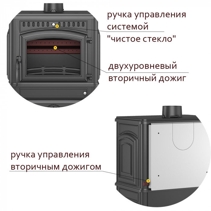 ВЕЗУВИЙ LV-12 "Антрацит" чугунная печь-камин, 12 кВт