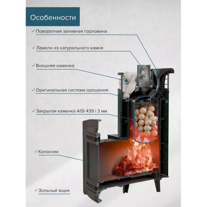 PROMETALL "АТМОСФЕРА XL" Жадеит, сетка+ламель тоннель, банная печь