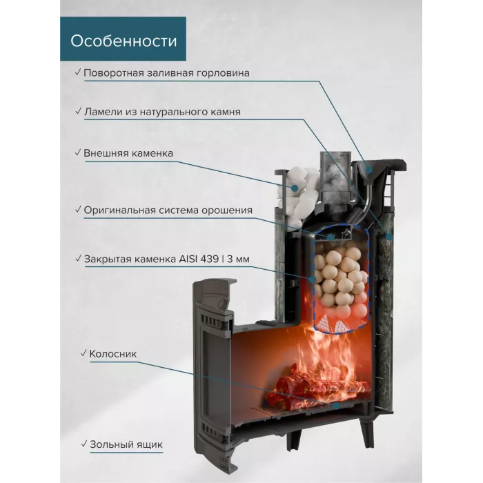 PROMETALL "АТМОСФЕРА XL" Жадеит, сетка+ламель, банная печь